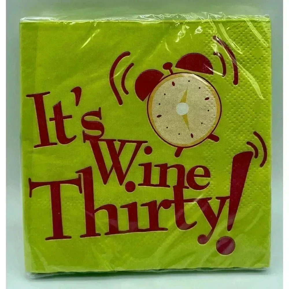 It’s‎ Wine Thirty Paper Cocktail Beverage Napkins 20Count 2 Ply 4.88” x 4.88”